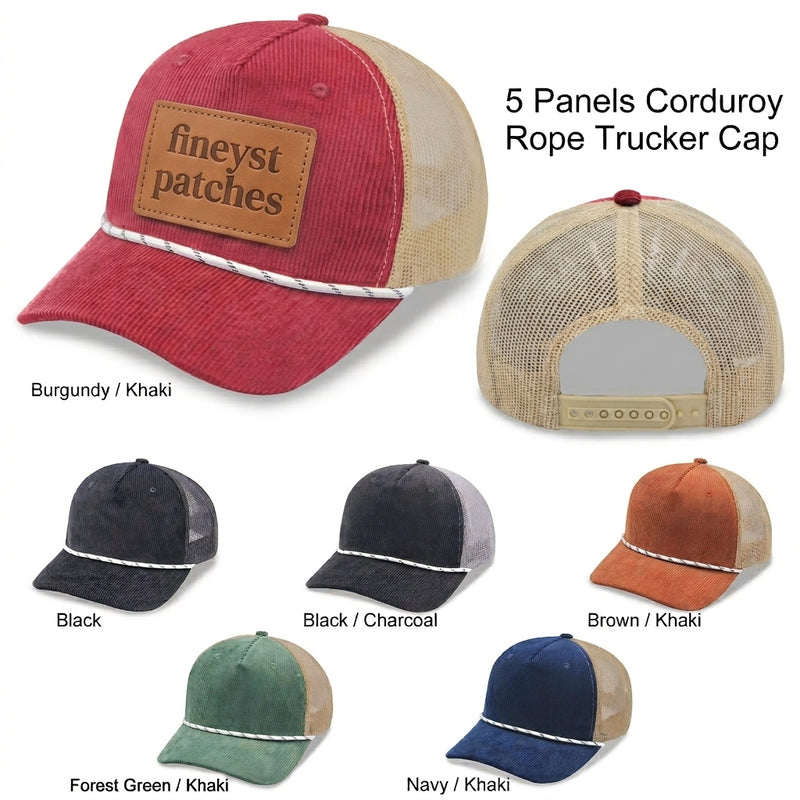 5 Panel Corduroy Rope Trucker Cap