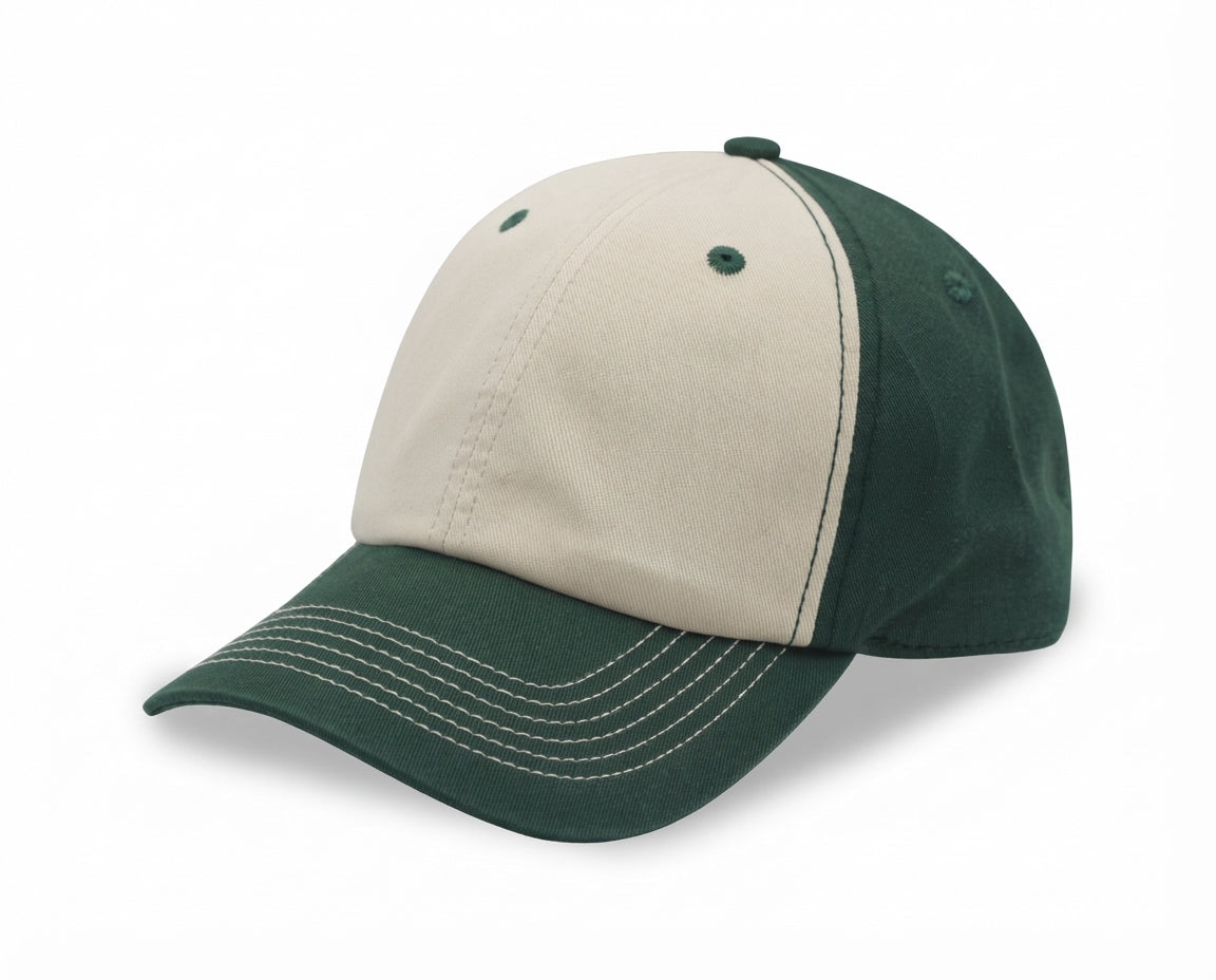 Relaxed Golf Cap With 2 Tones Pre Washed 100% Chino Twill
