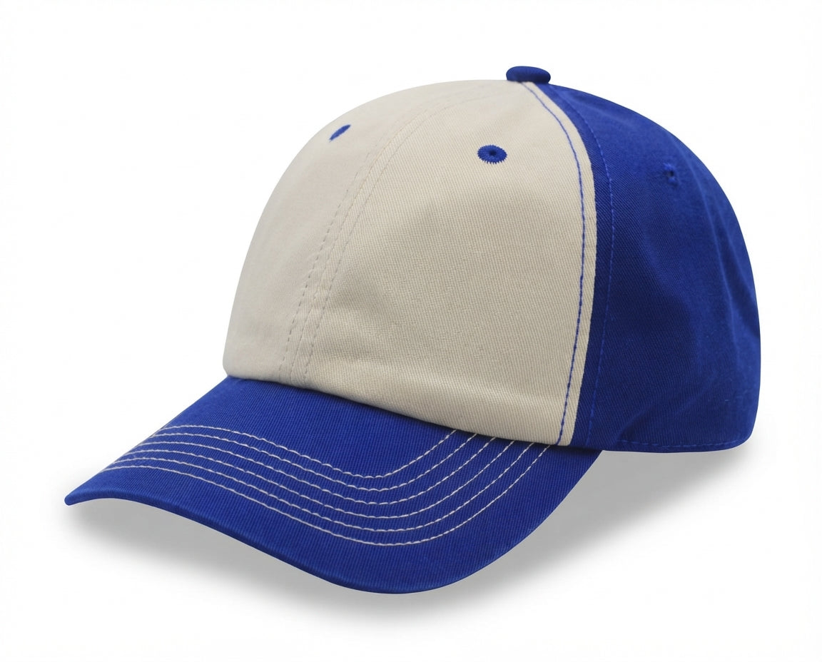 Relaxed Golf Cap With 2 Tones Pre Washed 100% Chino Twill