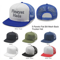 5 Panel Flat Bill Snapback Trucker Cap
