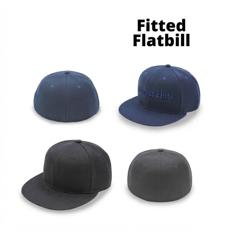 6 Panel Fitted Flat Bill Cap