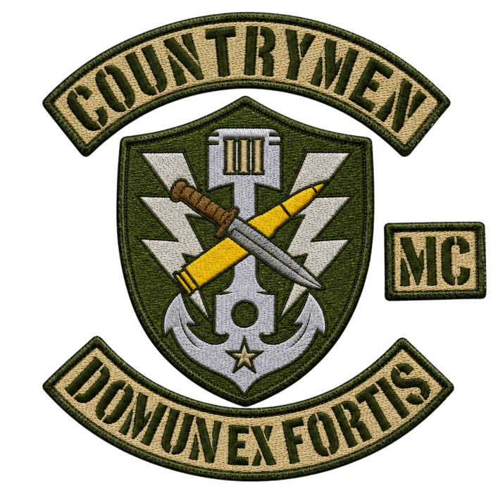 Countrymen MC embroidered motorcycle vest patch set with shield dagger bullet anchor crest - Fineyst Patches