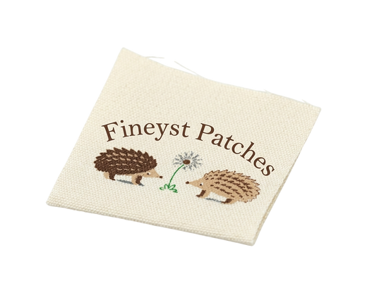 Custom woven cotton label sample - Fineyst Patches hedgehog design