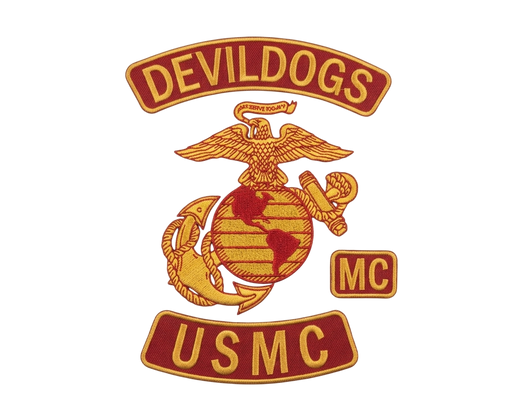 Devil Dogs USMC embroidered motorcycle vest patch set with eagle globe anchor rocker patches - Fineyst Patches