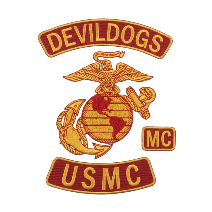 Devil Dogs USMC embroidered motorcycle vest patch set with eagle globe anchor rocker patches - Fineyst Patches
