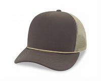 5 Panel High Profile Foam Mesh Back Trucker Cap w/Rope