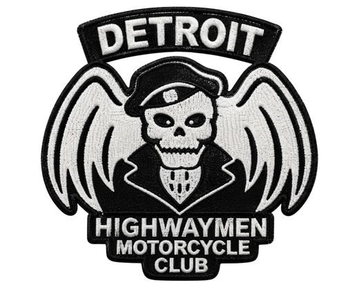 Highwaymen motorcycle club patch with Detroit rocker
