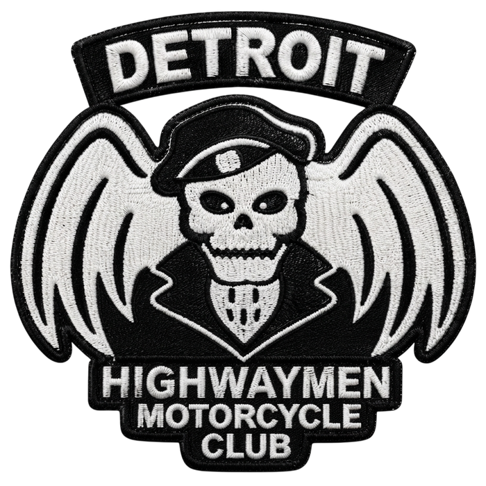Highwaymen motorcycle club patch with Detroit rocker