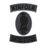Kinfolk Motorcycle Club patches 3-piece embroidered set with oval MC center patch and United States bottom rocker