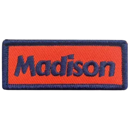 navy and orange madison name patch - custom patch by Fineyst Patches
