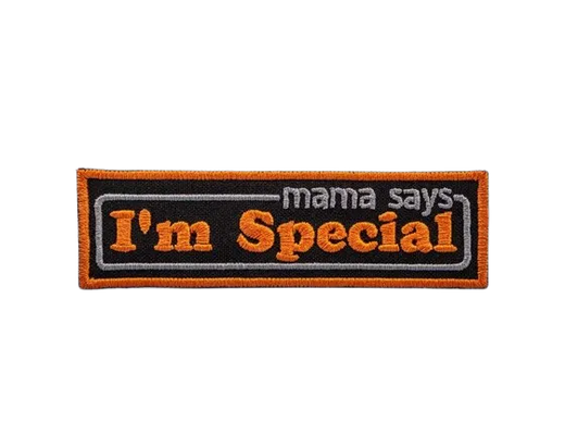orange and black mama says im special vest patch - custom patch by Fineyst Patches