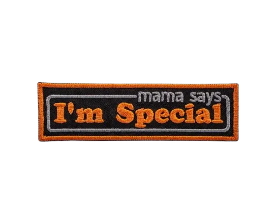 orange and black mama says im special vest patch - View 1