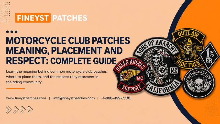 Motorcycle club patches meaning, placement and respect guide banner by Fineyst Patches