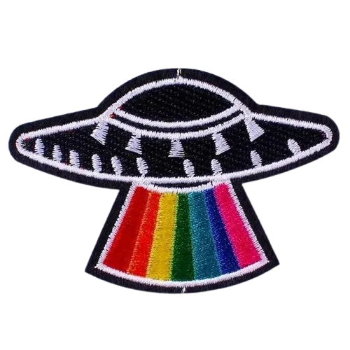 rainbow and black ufo patch - View 1