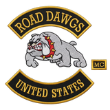 Road Dawgs United States MC embroidered motorcycle vest patch set with bulldog spiked collar rocker patches - Fineyst Patches