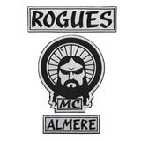 Rogues MC Almere embroidered motorcycle club patch set with bearded man face emblem, top and bottom rockers