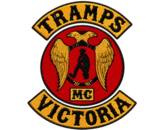Tramps MC Victoria biker patches with double eagle design embroidered