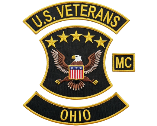U.S. Veterans Ohio MC embroidered motorcycle vest patch set with eagle shield star rocker patches - Fineyst Patches