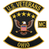 U.S. Veterans Ohio MC embroidered motorcycle vest patch set with eagle shield star rocker patches - Fineyst Patches