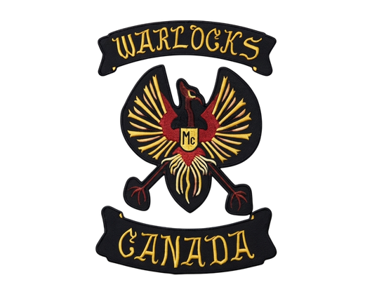 Warlocks motorcycle club patches with top and bottom rockers