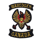 Warlocks motorcycle club patches with top and bottom rockers