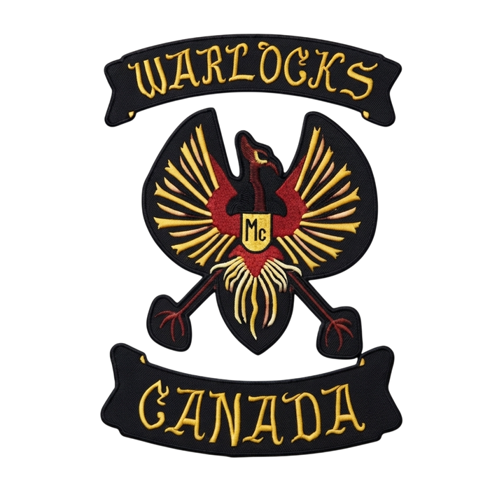 Warlocks motorcycle club patches with top and bottom rockers