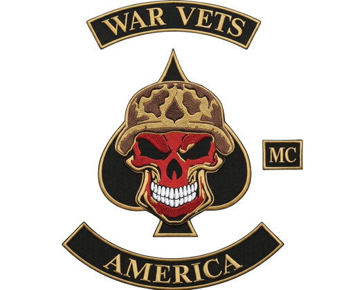 War Vets America MC skull spade embroidered patch set for motorcycle vests - Fineyst Patches