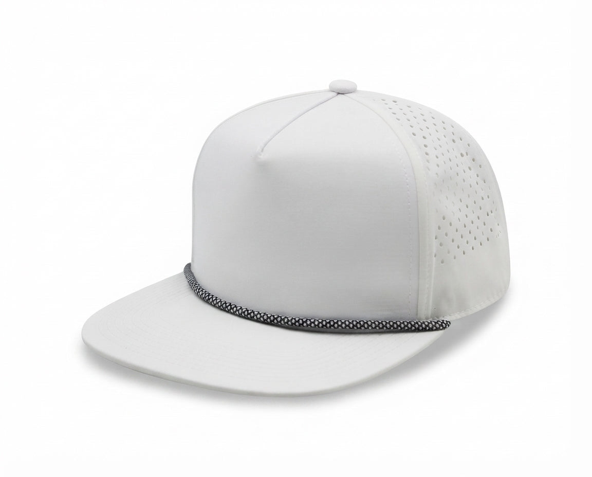 5 Panel Water Proof Nylon Hat w/Laser Cut Mesh Back