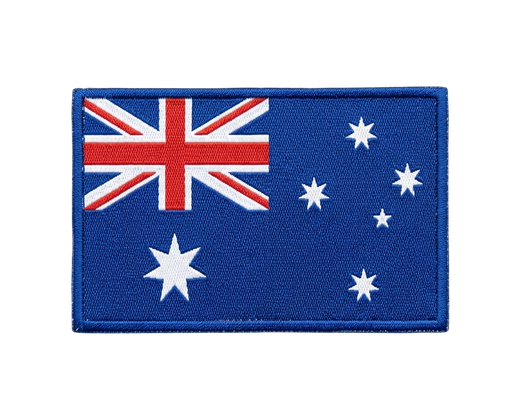 Australian flag woven patch with Union Jack, Commonwealth Star and Southern Cross stars design
