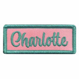 teal and pink charlotte name patch thumbnail 1