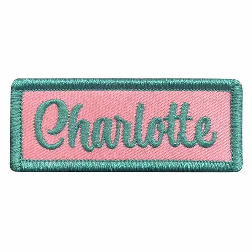 teal and pink charlotte name patch - View 1