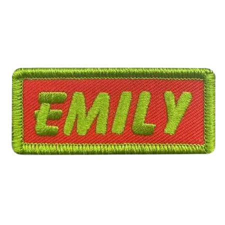 lime green and red emily name patch - View 1