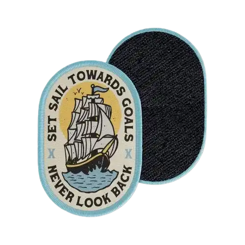 oval set sail never look back velcro patch - View 1