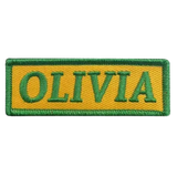green and yellow olivia name patch thumbnail 1