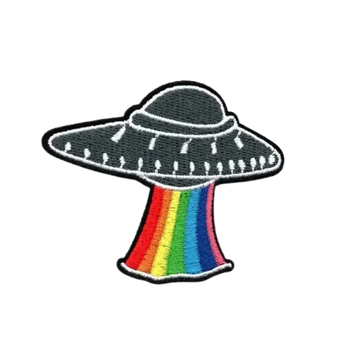 rainbow and black ufo patch - View 2