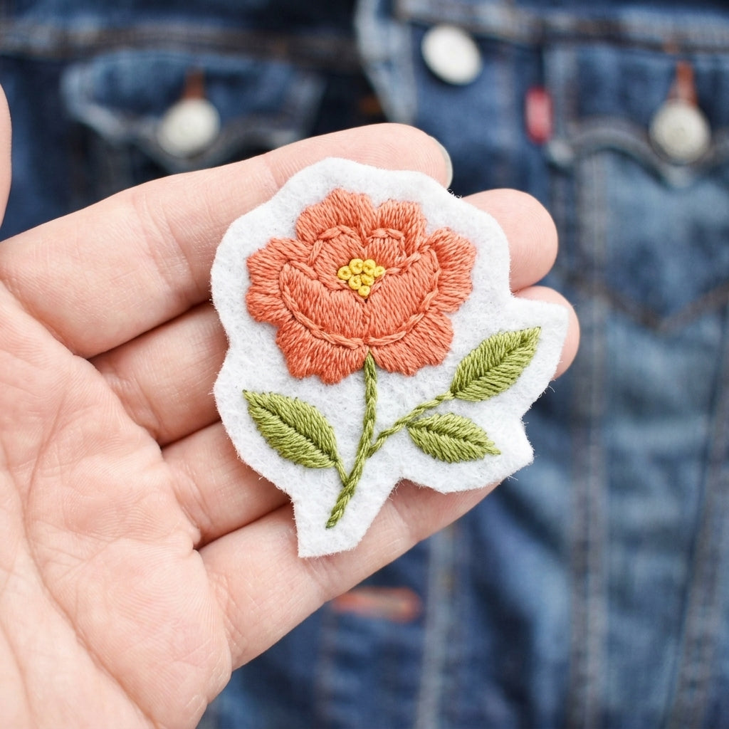Floral embroidered custom patch