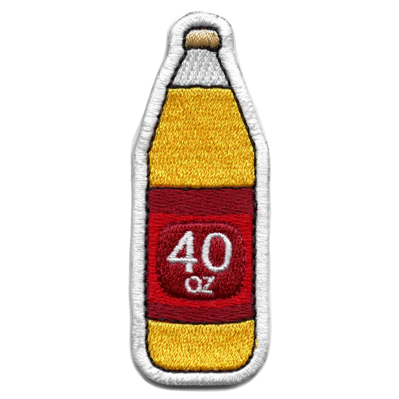 40oz Beer Bottle Funny Old School Patch