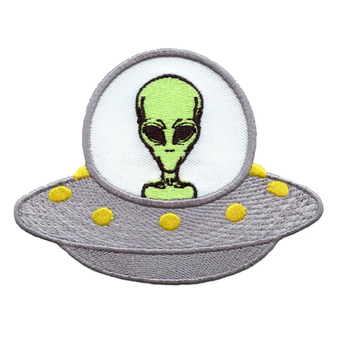 Alien In UFO Ship Embroidered Patch