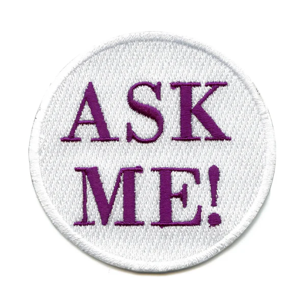 Ask Me Pin Embroidered Patch - Ask Me Pin Embroidered Patch USA 1 Ask Me Pin Embroidered Patch - View 1