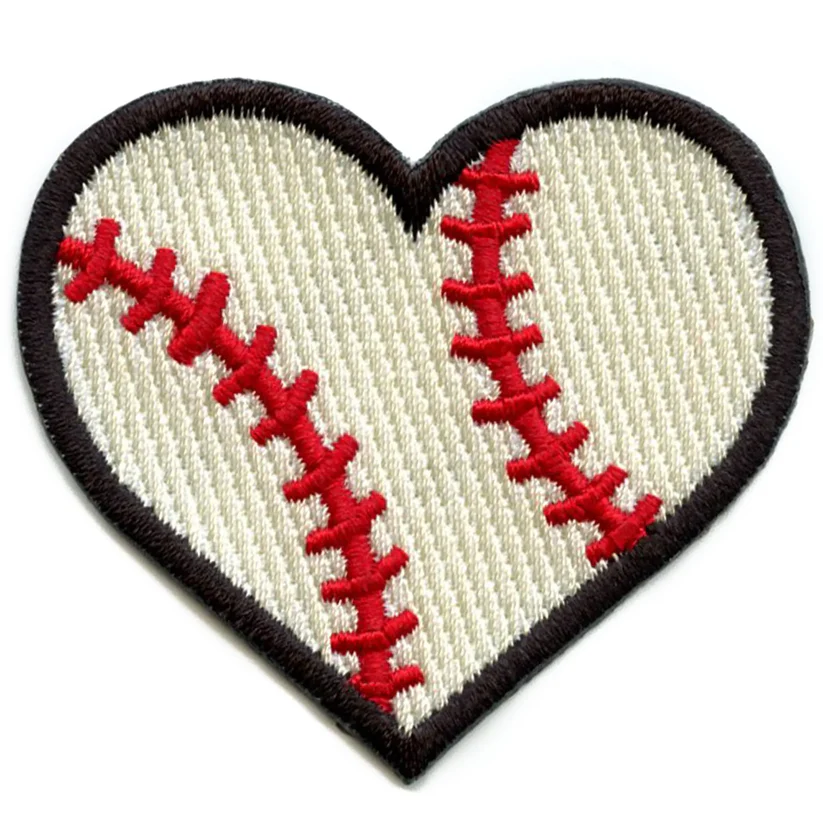 Baseball Heart Embroidered Iron On-Patch