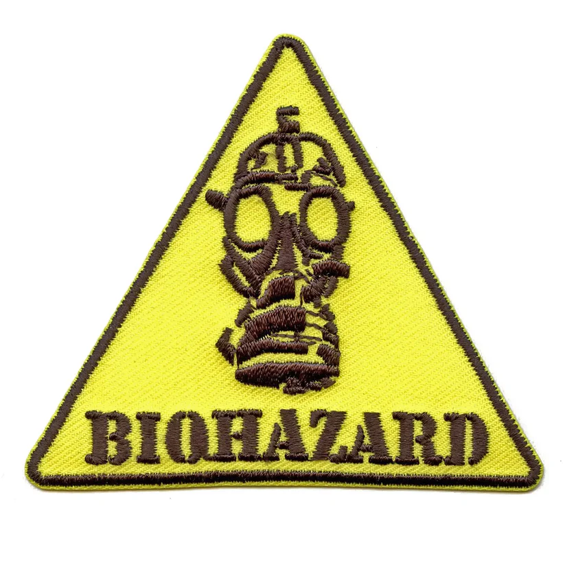 Biohazard Gas Mask Yellow Caution Patch