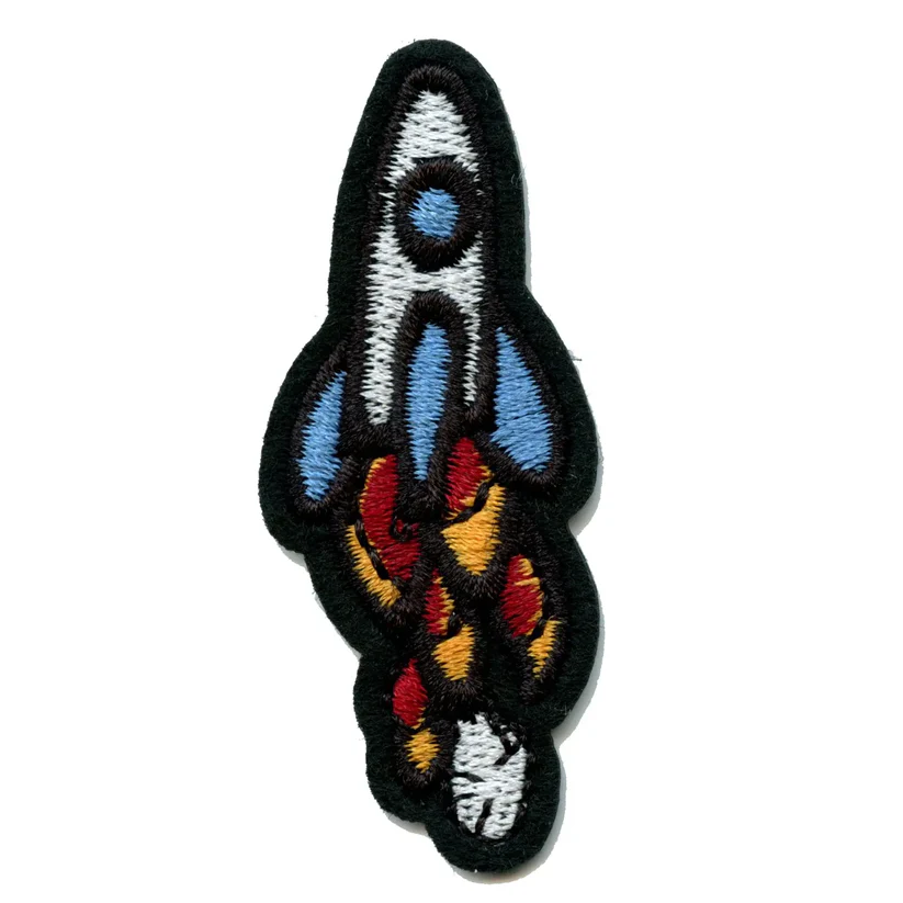Blue Rocket Launching Iron On Patch - Blue Rocket Launching Iron On Patch USA Blue Rocket Launching Iron On Patch - View 1