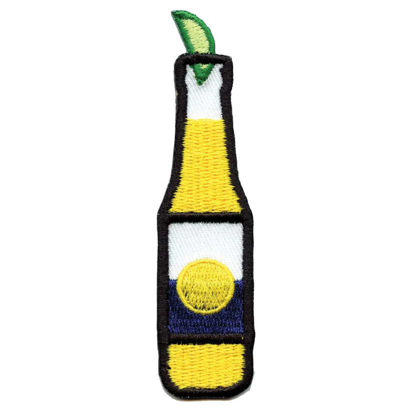 Bottle Of Beer With Lime Embroidered Patch