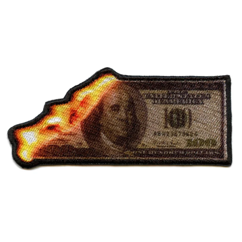 Burning Hundred Dollar Bill Patch