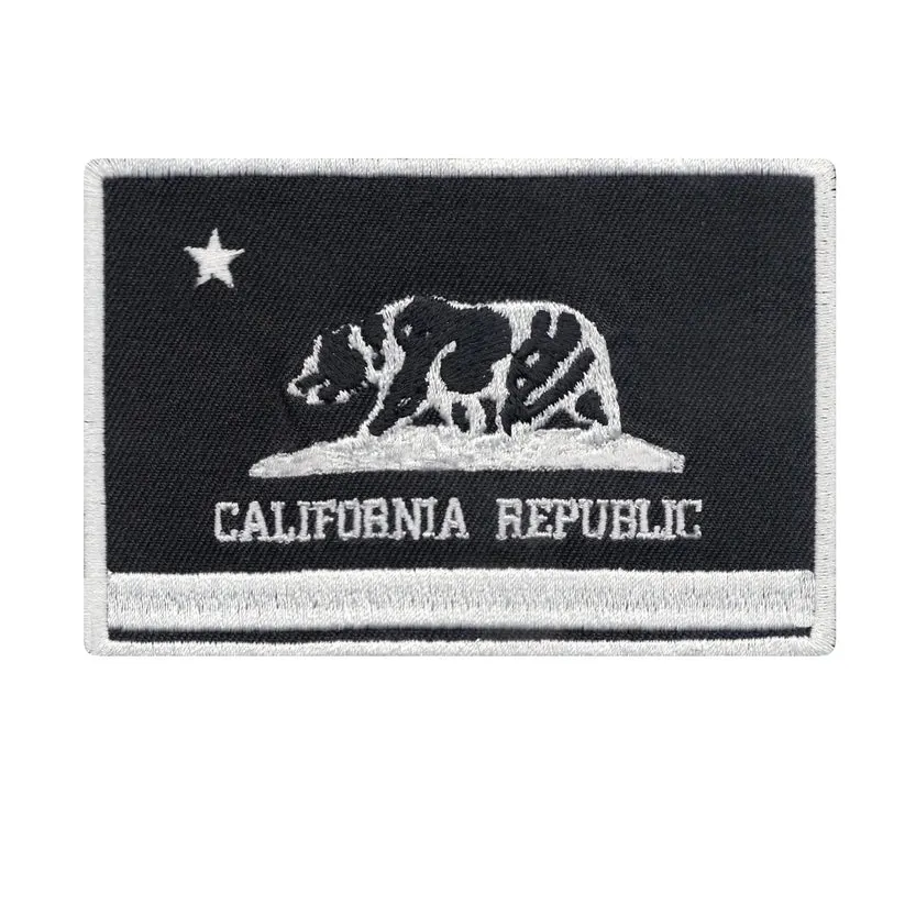 California Flag Black Iron On Patch