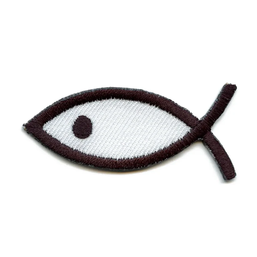 Fish Sign Logo Embroidered Iron On Patch