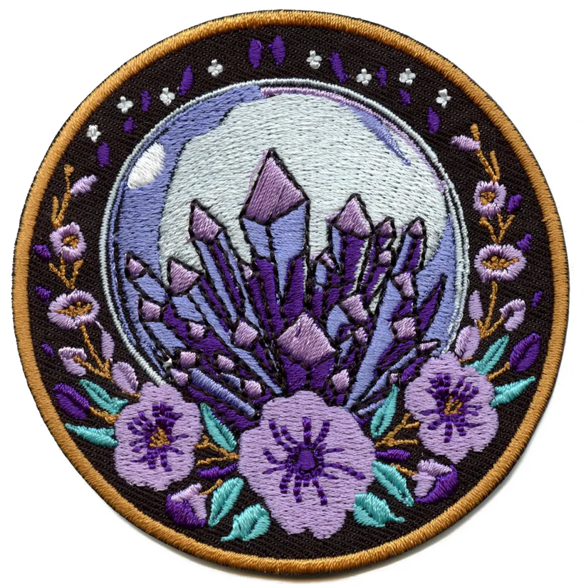 Crystal Globe Embroidered Iron On Patch