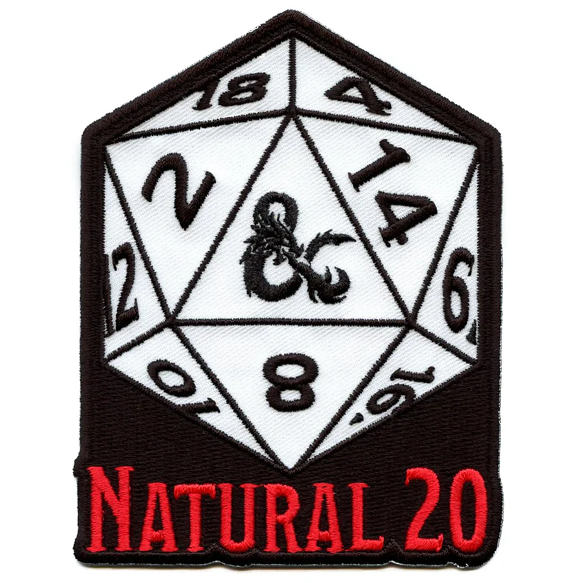 Natural 20 Patch Dice Iron On
