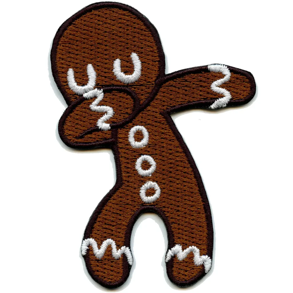 Dabbing Gingerbread Man Embroidered Patch - Dabbing Gingerbread Man Embroidered Patch USA 1 Dabbing Gingerbread Man Embroidered Patch - View 1