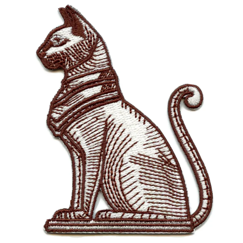 Egyptian Cat Embroidered Iron On Patch